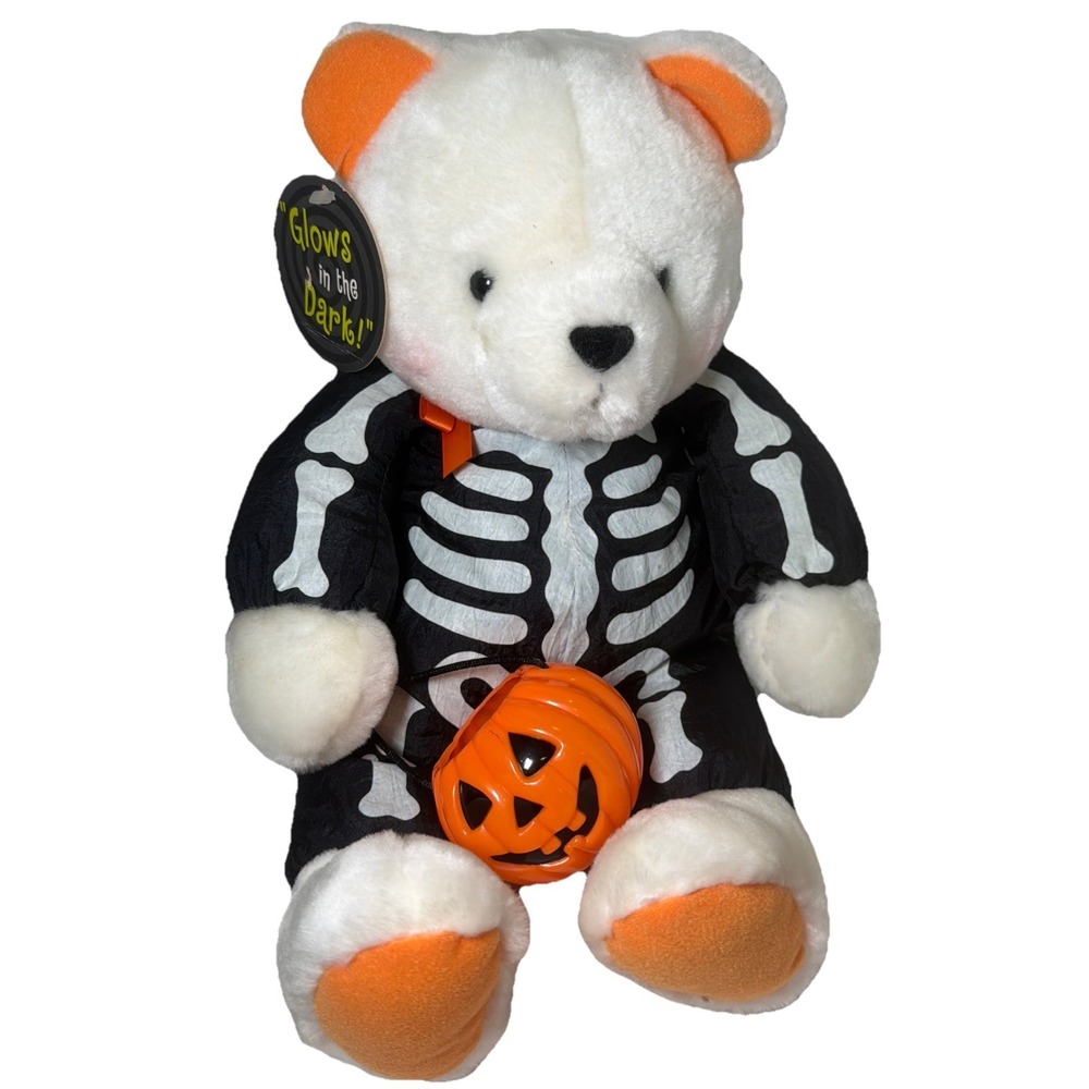 Halloween"Brandon" Hallmark Bear Plush Glow in Dark Skeleton Costume 14"